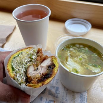 Pikunico - Chicken sandwich and dropped egg soup - Japanese Near Me - Los Angeles, California Pikunico - Chicken sandwich and dropped egg soup - Japanese Near Me - Los Angeles, California