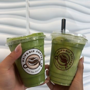 Drip and Sip Coffee - (left) Double matcha (right) Blended Coconut Matcha - Coffee & Tea Near Me - Chino, California Drip and Sip Coffee - (left) Double matcha (right) Blended Coconut Matcha - Coffee & Tea Near Me - Chino, California