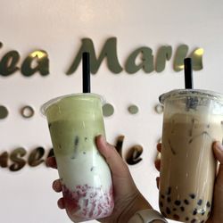 Fluffy matcha strawberry and Maru Milk