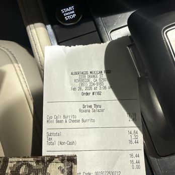 Albertaco’s Mexican Food - Receipt of Cypress, CA Burrito Beans and Cheese Burrito - Tacos Near Me - Riverside, California Albertaco’s Mexican Food - Receipt of Cypress, CA Burrito Beans and Cheese Burrito - Tacos Near Me - Riverside, California