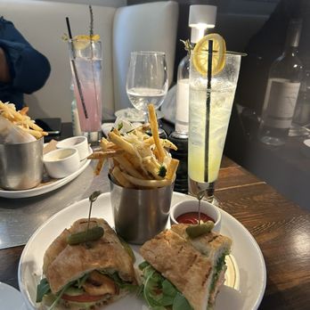 Cafeteria - Grilled Salmon BLT, Truffle Parmesan Fries, BTL, Still Water - New American Near Me - New York, New York