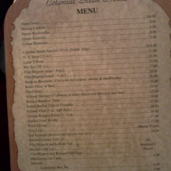 Colonial Steak House - Menu - Steakhouses Near Me - Pine Bluff, Arkansas Colonial Steak House - Menu - Steakhouses Near Me - Pine Bluff, Arkansas