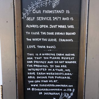 Forever Bloom Farm - a sign on a door - Attraction Farms Near Me - Pescadero, California Forever Bloom Farm - a sign on a door - Attraction Farms Near Me - Pescadero, California