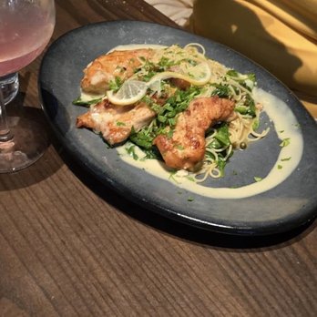 Burtons Grill & Bar - Lemon caper chicken with Angel hair pasta - New American Near Me - Huntersville, North Carolina