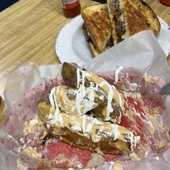 Breaking Bread - Texas grilled cheese, potato wedges. - New American Near Me - Dillon, South Carolina