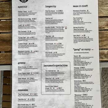 Hanuman Thai Eatery - Front menu - Thai Near Me - Costa Mesa, California