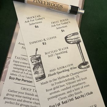 Pineywoods Vineyard - Other drinks are available at the Room. - Wine Tasting Room Near Me - Hemphill, Texas