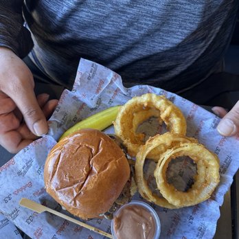 Bubba's 33 - Mushroom burger and onion rings - Sports Bars Near Me - Goodyear, Arizona