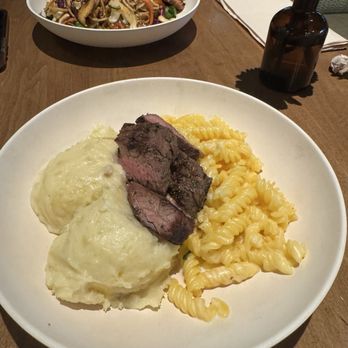 Flower Child - Steak w/ Smashed Gold Potato & Gluten-Free Mac & Cheese - Salad Near Me - Henderson, Nevada Flower Child - Steak w/ Smashed Gold Potato & Gluten-Free Mac & Cheese - Salad Near Me - Henderson, Nevada