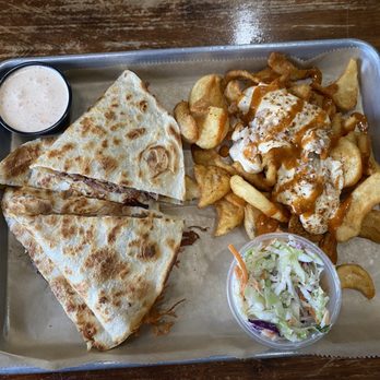Charm City Seafood - Beef briaket quesadilla with crabby fries and slaw - Seafood Near Me - Bartow, Florida