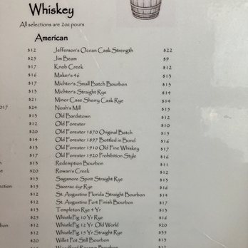 St Augustine Fish Camp - Bourbon/whiskey list - Seafood Near Me - St Augustine, Florida