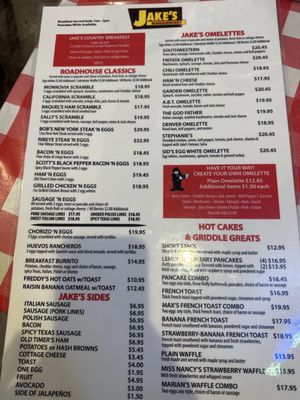 Menu photo 1 Jake's Roadhouse Monrovia, CA
