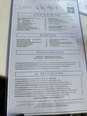 Menu photo 8 Quince Lakehouse Austin, TX