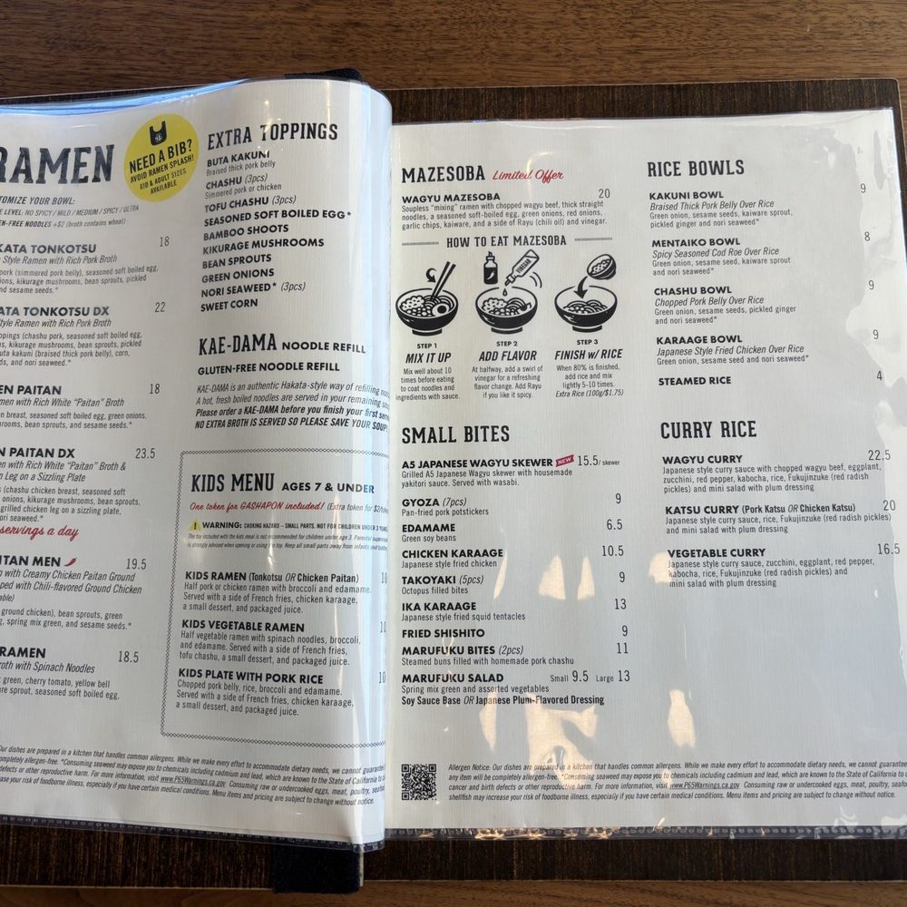Marufuku Ramen - Dublin - Menu 1, as of July 2026 - Ramen Near Me - Dublin, California Marufuku Ramen - Dublin - Menu 1, as of July 2026 - Ramen Near Me - Dublin, California