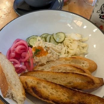 Public Fish & Oyster - Smoked Troup Dip with bread and pickled veggies - Seafood Near Me - Charlottesville, Virginia Public Fish & Oyster - Smoked Troup Dip with bread and pickled veggies - Seafood Near Me - Charlottesville, Virginia