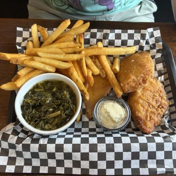 Crabby Maggie's - Battered pub style cod, collard greens, and old bay fries - Seafood Near Me - Strasburg, Virginia Crabby Maggie's - Battered pub style cod, collard greens, and old bay fries - Seafood Near Me - Strasburg, Virginia