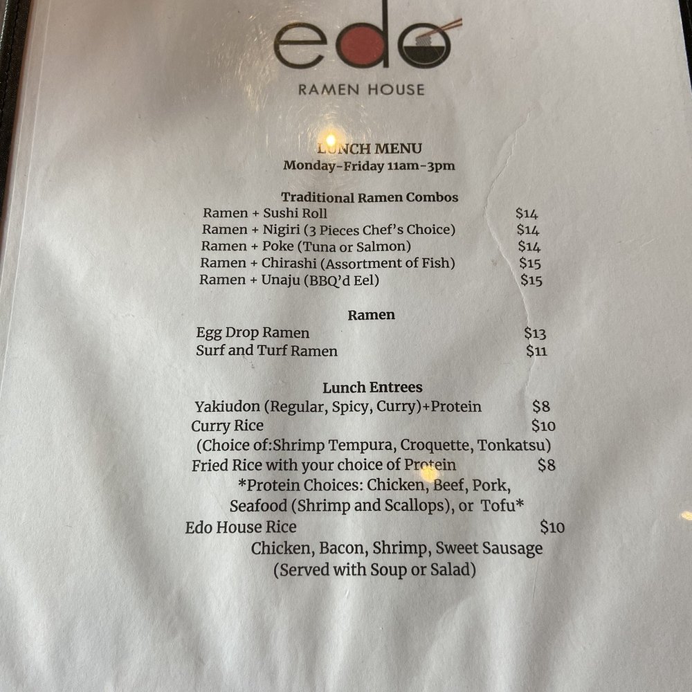 Edo Ramen House - Lunch menu - Ramen Near Me - Royal Oak, Michigan Edo Ramen House - Lunch menu - Ramen Near Me - Royal Oak, Michigan