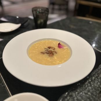 Red Plate - Corn soup with foie gras - Chinese Near Me - Las Vegas, Nevada Red Plate - Corn soup with foie gras - Chinese Near Me - Las Vegas, Nevada