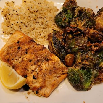 Red Lobster - Grilled Salmon, Rice and grilled Brussel sprouts - Seafood Near Me - Ontario, California