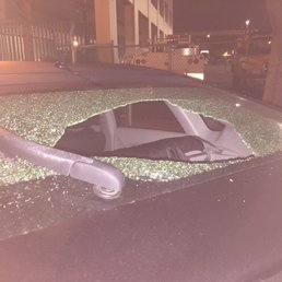 My shattered auto glass taken from the back of my car. My shattered auto glass taken from the back of my car.
