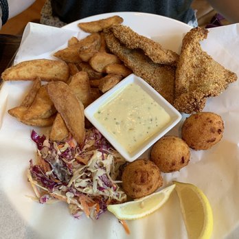 Madison's Restaurant - Southern Fish and Chips: the hush puppies had pimento cheese in them, and those fries. OMG, the fries! - New American Near Me - Highlands, North Carolina Madison's Restaurant - Southern Fish and Chips: the hush puppies had pimento cheese in them, and those fries. OMG, the fries! - New American Near Me - Highlands, North Carolina
