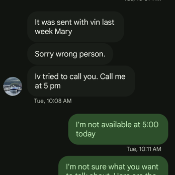 RV & Marine Mobile Services - Every time I try to contact him he insists I call him at a specific later time. I tell him I'm not available at that time and he just ignore - RV Repair Near Me - Helena, Montana RV & Marine Mobile Services - Every time I try to contact him he insists I call him at a specific later time. I tell him I'm not available at that time and he just ignore - RV Repair Near Me - Helena, Montana
