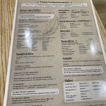 Young Cardinal Cafe - Menu - Breakfast & Brunch Near Me - Winston-Salem, North Carolina