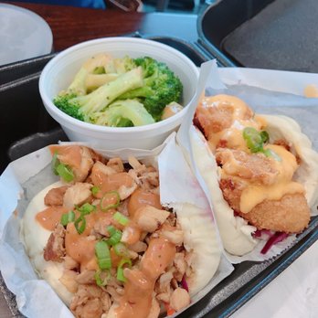 Happy Bowl - Thai chicken bao bun and bang bang shrimp bao bun - Asian Fusion Near Me - Greensboro, North Carolina Happy Bowl - Thai chicken bao bun and bang bang shrimp bao bun - Asian Fusion Near Me - Greensboro, North Carolina