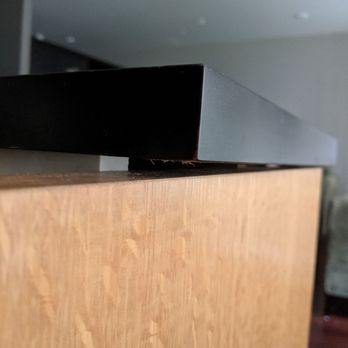 Giallo Stone - Huge gap left because they made the backsplash too high! - Kitchen & Bath Near Me - Los Angeles, California