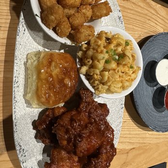 Ludacris' Chicken And Beer - 2 piece chicken dinner with hotlanta sauce, macaroni and cheese, and tater tots - Southern Near Me - Atlanta, Georgia Ludacris' Chicken And Beer - 2 piece chicken dinner with hotlanta sauce, macaroni and cheese, and tater tots - Southern Near Me - Atlanta, Georgia