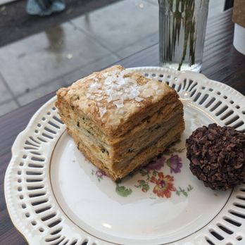 Orange & Blossom - Cheddar Herb Biscuit (Chocolate Truffle on the left) - Patisserie/Cake Shop Near Me - Portland, Oregon Orange & Blossom - Cheddar Herb Biscuit (Chocolate Truffle on the left) - Patisserie/Cake Shop Near Me - Portland, Oregon