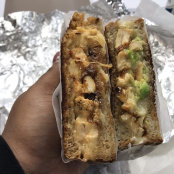 American Melts - BYO. chicken,monterey jack, caramelized onions, thousand island (left) - chicken, avocado, swiss, honey mustard(right) - Sandwiches Near Me - Kenilworth, New Jersey