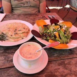 Chicken piccata, Beet-Nik salad, and clam chowder