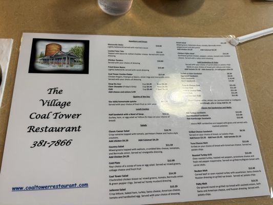 Menu photo 2 Village Coal Tower Restaurant Pittsford, NY Menu photo 2 Village Coal Tower Restaurant Pittsford, NY