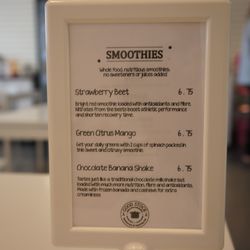 Good Stock Foods - Smoothies menu