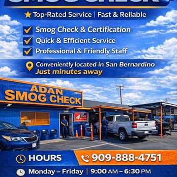Adan Smog Check - Smog Check Stations Near Me - SAN BERNARDINO, California Adan Smog Check - Smog Check Stations Near Me - SAN BERNARDINO, California