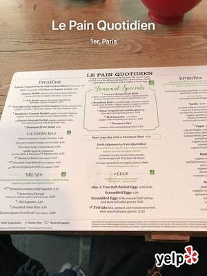 Menu photo 1 Le Pain Quotidien Paris, 75 Menu photo 1 Le Pain Quotidien Paris, 75