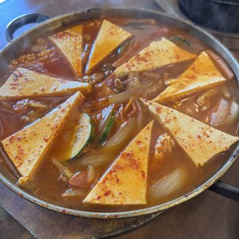 Pyeong Chang Tofu - Army Stew (Budae-Jigae) - Korean Near Me - Berkeley, California Pyeong Chang Tofu - Army Stew (Budae-Jigae) - Korean Near Me - Berkeley, California