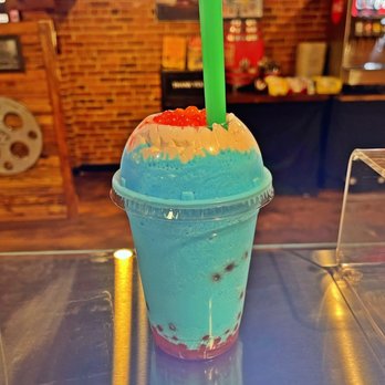 The Historic Strand - Blue raspberry smoothie with strawberry Bobo balls - Cinema Near Me - Jesup, Georgia The Historic Strand - Blue raspberry smoothie with strawberry Bobo balls - Cinema Near Me - Jesup, Georgia