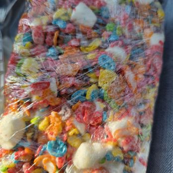Knead the Dough - Fruity Pebbles crispy treat with bonus marshmallows - Coffee & Tea Near Me - Lizton, Indiana Knead the Dough - Fruity Pebbles crispy treat with bonus marshmallows - Coffee & Tea Near Me - Lizton, Indiana
