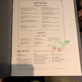 Moku Kitchen - Booze - Cocktail Bars Near Me - Honolulu, Hawaii