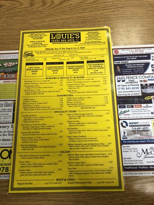 Menu photo 3 Louies Texas Red Hots Orchard Park, NY