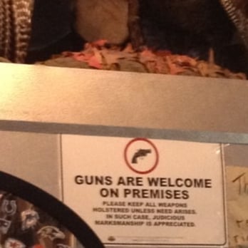 Wagon Wheel Saloon & Steakhouse - a sign stating guns are welcome on premises - Bars Near Me - Ericson, Nebraska Wagon Wheel Saloon & Steakhouse - a sign stating guns are welcome on premises - Bars Near Me - Ericson, Nebraska