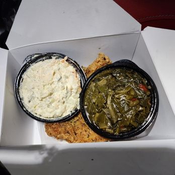 Cornbread Brooklyn - Collard greens, homemade potato salad. So good. - Soul Food Near Me - Brooklyn, New York Cornbread Brooklyn - Collard greens, homemade potato salad. So good. - Soul Food Near Me - Brooklyn, New York