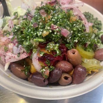 Zaytoon Mediterranean Grill - Chicken  Fries Bowl Baba Ghanoush Tabouleh Extra Hot Sauce Extra Garlic Sauce Extra Olive oil sumac lemon juice - Mediterranean Near Me - Hilliard, Ohio