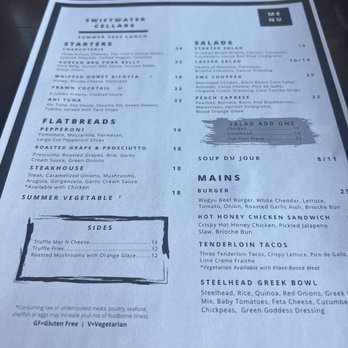 Swiftwater Cellars - Menu - New American Near Me - Cle Elum, Washington