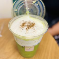 The Humanist Matcha Coffee Shop - Creamy Strawberry Matcha Latte