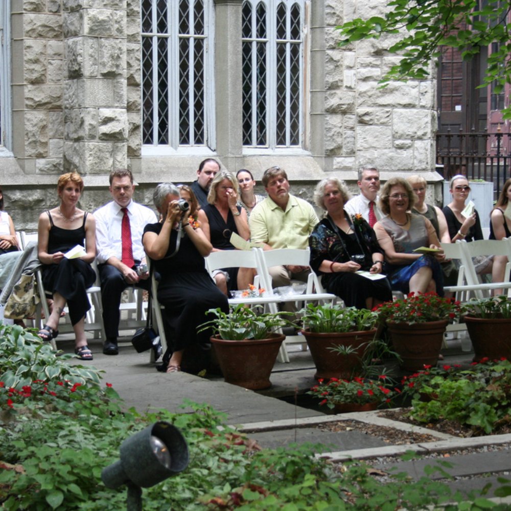 guests sitting in the garden