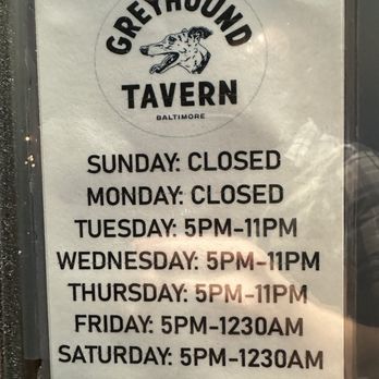 Greyhound Tavern - Hours - Bars Near Me - Baltimore, Maryland Greyhound Tavern - Hours - Bars Near Me - Baltimore, Maryland