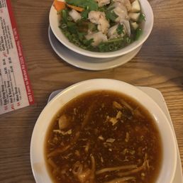 Hot and sour soup and Wonton soup